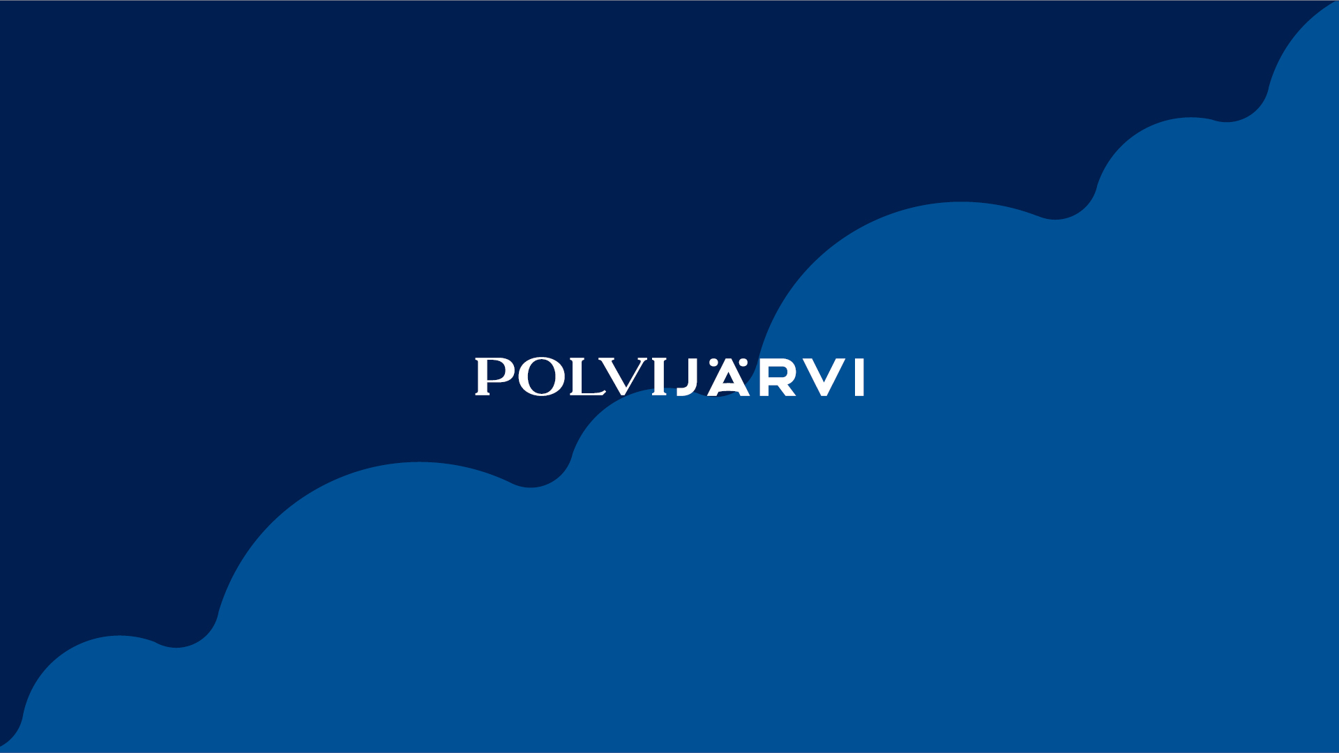 Polvijärvien kunnan vaakalogo sinisellä aaltotaustalla